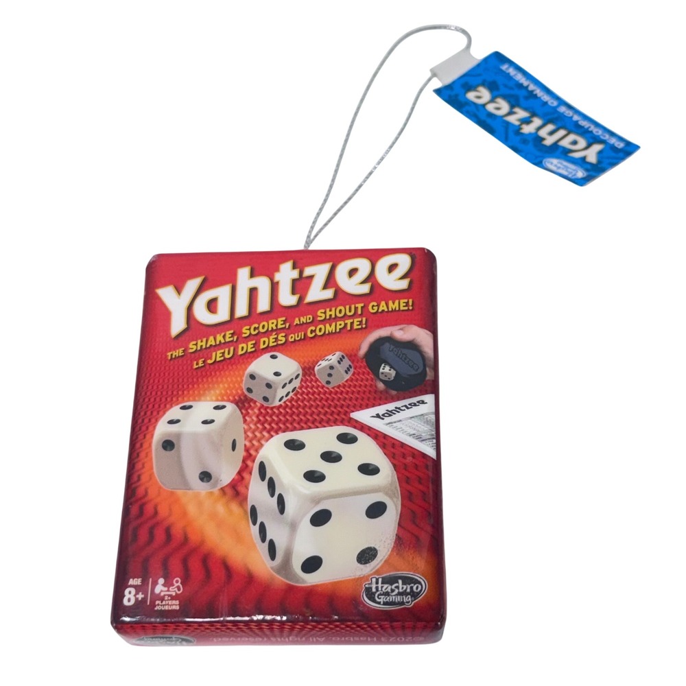 Hasbro Yahtzee New Christmas Ornament Retro Holiday Novelty 2023 Dice Gaming Tag